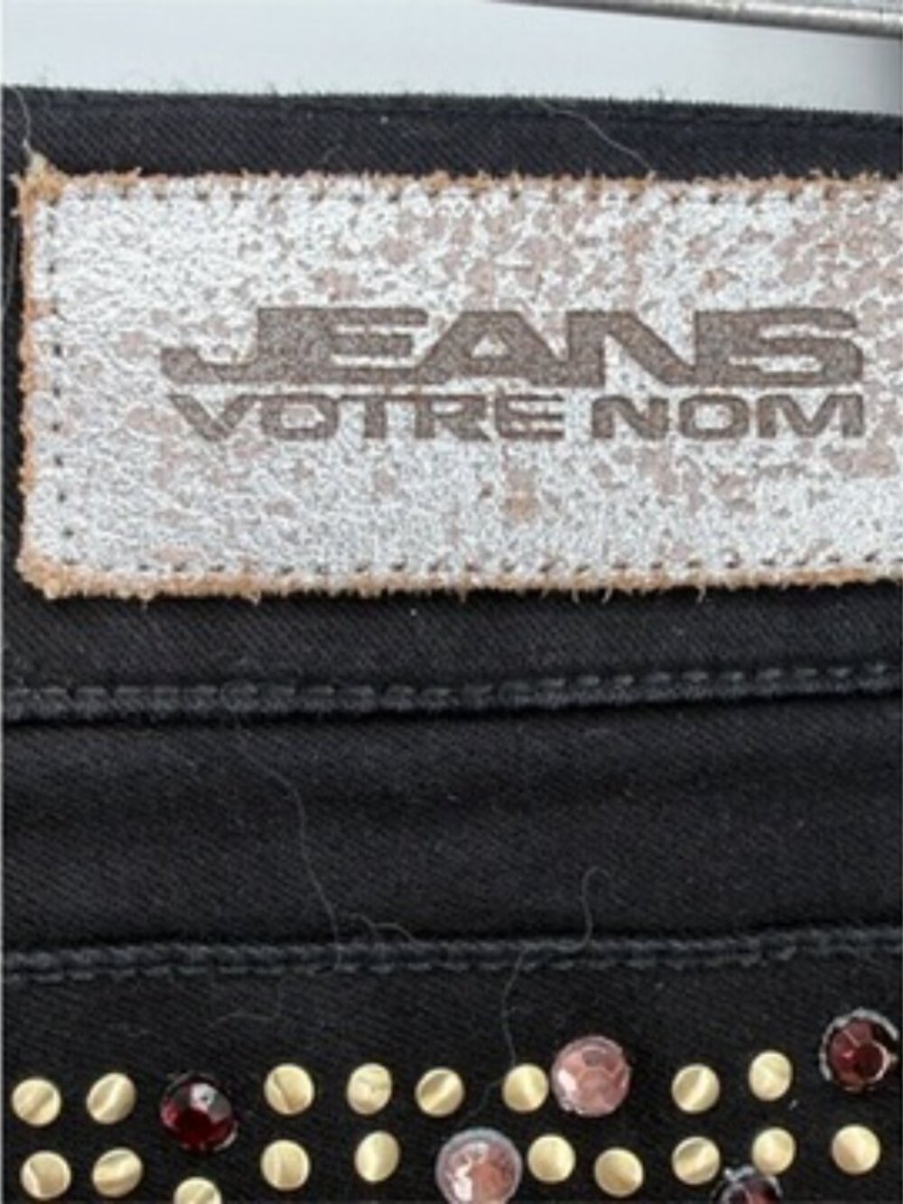 Y2K Votre Nom Black Rhinestone Low Rise Flare Jeans4/36 - Picture 8 of 12